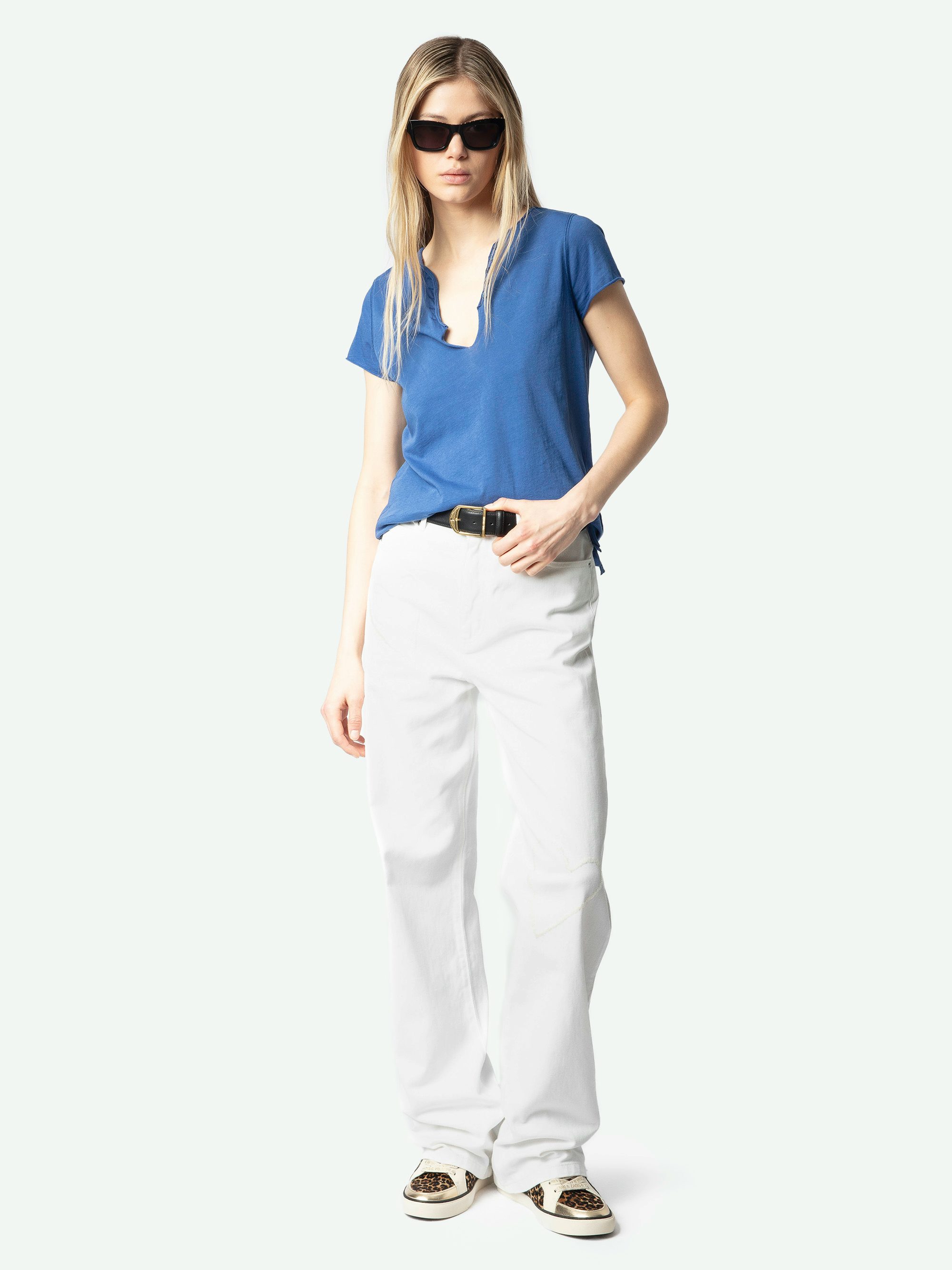 Low-Top Fly On Sneakers - Low-top sneakers in a mix of leopard-effect leather and crinkled leather with embossed wings.